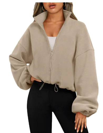 Women's Half-Zip Stand Collar Polar Fleece Sweater