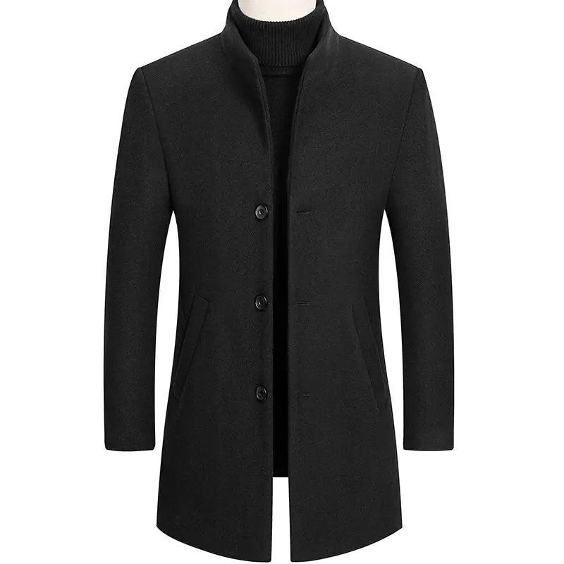 Medium Length Wool Coat for Men