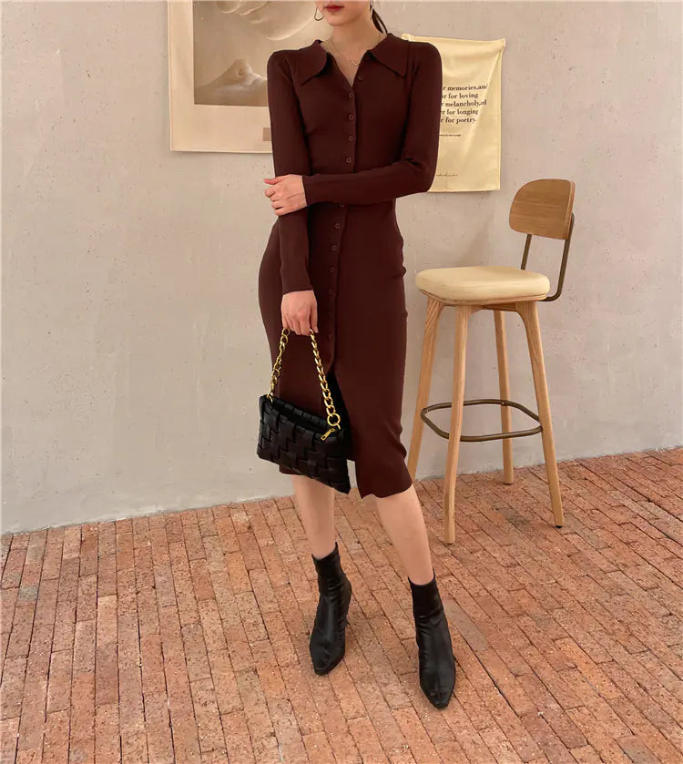 Knee-length Split Dress for Women