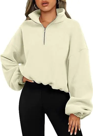 Women's Half-Zip Stand Collar Polar Fleece Sweater
