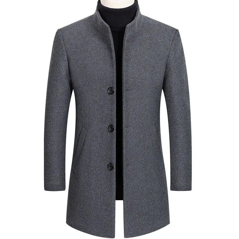 Medium Length Wool Coat for Men