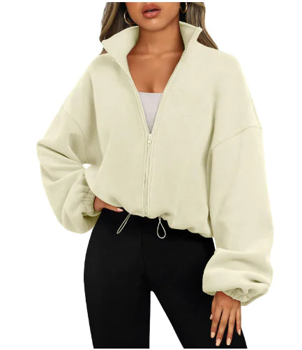 Women's Half-Zip Stand Collar Polar Fleece Sweater