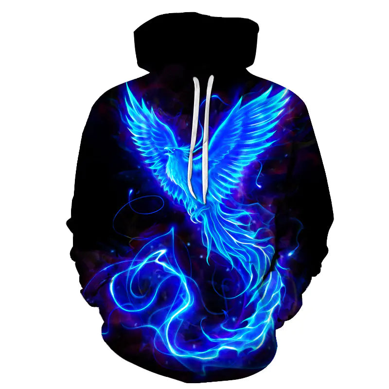 Flame Phoenix Series Versatile Loose Hoodie Top