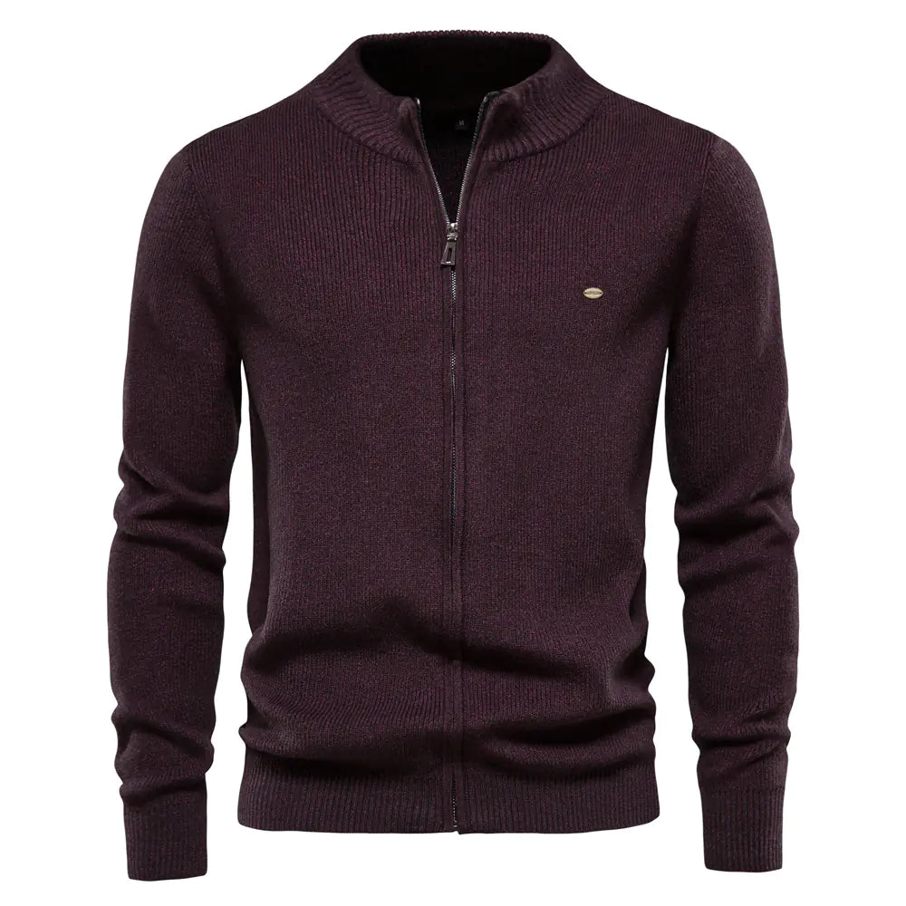 Solid Color Zipper Sweater for Men
