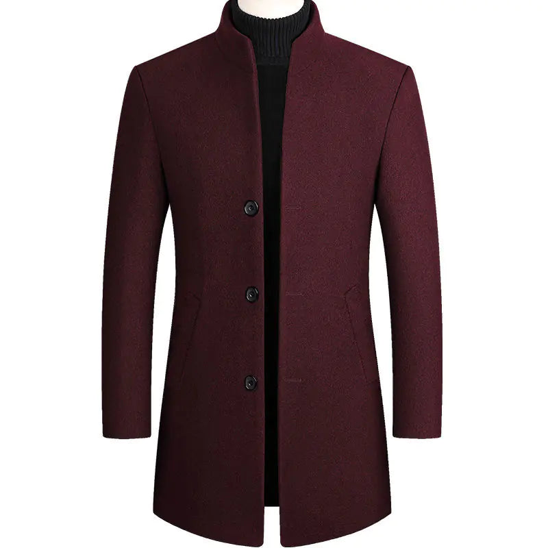 Medium Length Wool Coat for Men