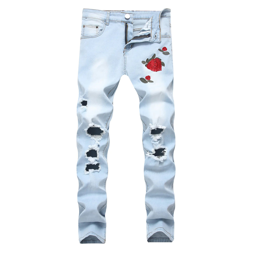 Embroidered Stretch Jeans for Men