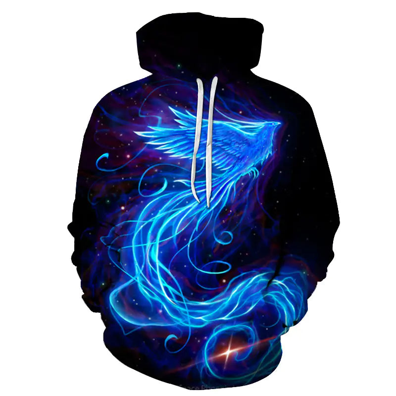 Flame Phoenix Series Versatile Loose Hoodie Top