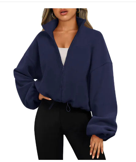 Women's Half-Zip Stand Collar Polar Fleece Sweater