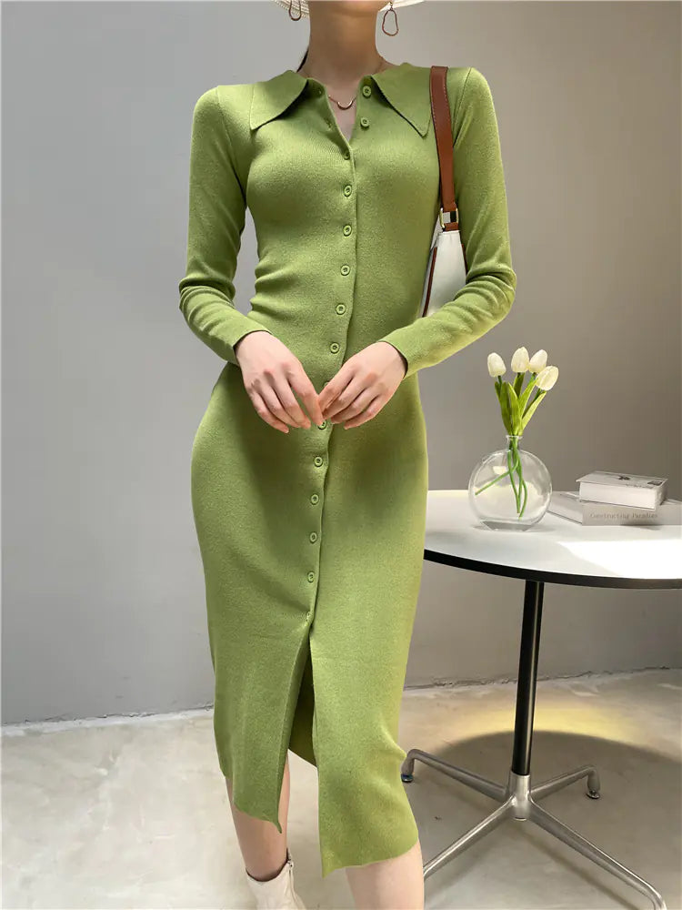 Knee-length Split Dress for Women