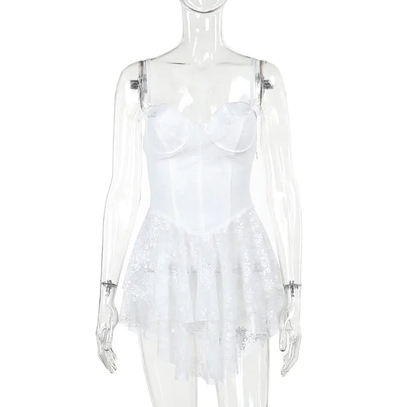 Slim Fit Lace Lotus Leaf Dress for Fashionable Look